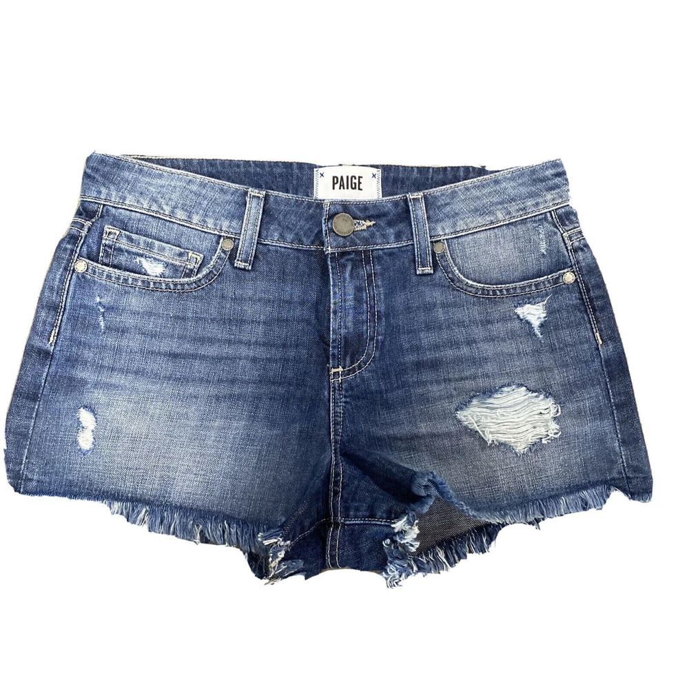 Paige 152081 Daryn Cut off Short Izza destructed Distressed Shorts sz 25 Blue